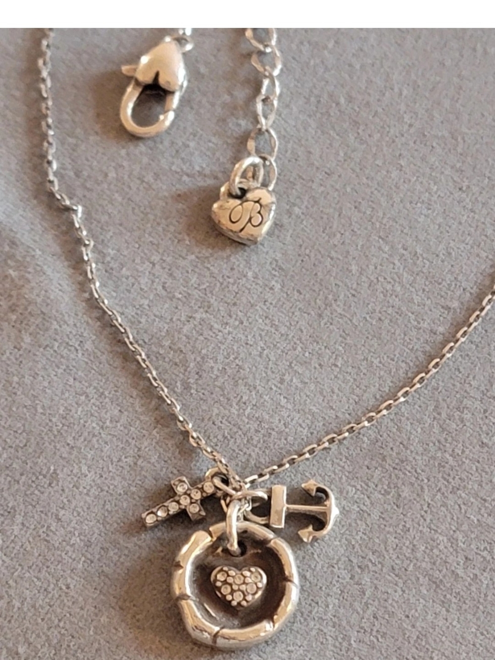 Brighton Silver-Tone Heart, Anchor & Cross Charm Necklace